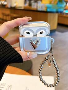 1个蓝牙耳机保护套，时尚简约银色爱心保护壳，兼容 Pro/Pro2/1、2/3/4，情侣款设计 - 彩色 - 查看 6