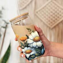 4pcs Flower Themed Rub Ons UV DTF Transfer Stickers, With Bright Flower Art Stickers, Suitable For, Cups, Bottles DIY Furniture, Glass, Glassware, Bottles And Crafts - Multicolor - View 6