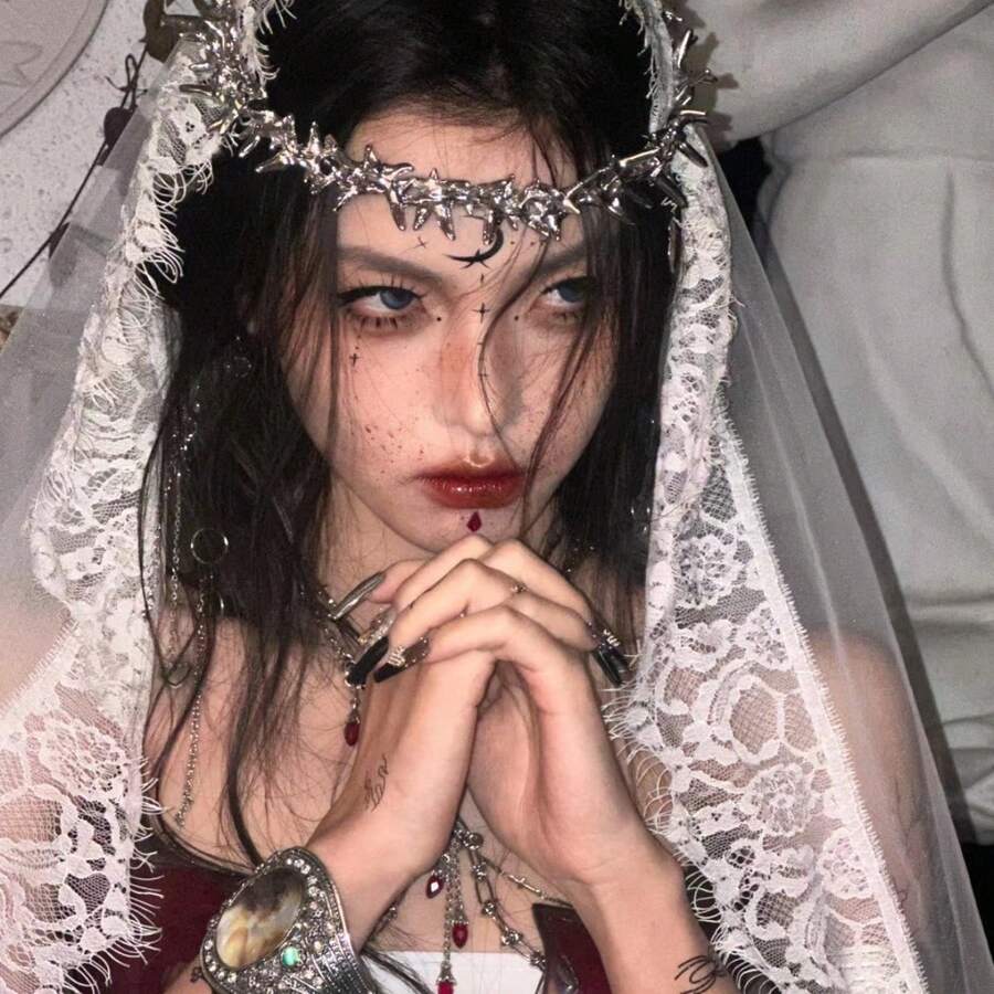 Gothic Punk Hair Accessories Dark Style Metal Arm Ring Halloween Retro Love Necklace Cos Dance Party Accessories, Coronas, Tiara, Costume Crown