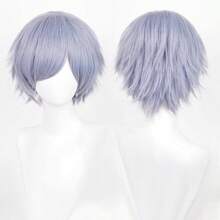 12 英寸黑色多色动漫假发带刘海 - 耐热，短直发款式，适合万圣节角色扮演和日常佩戴 - 彩色 - 查看 13