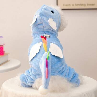 1 قطعة جمبسوت مبطنة من القماش الناعم والدافئ للحيوانات الأليفة، بتصميم تحول إلى تنين ملاك، مناسبة للحيوانات الأليفة الصغيرة والمتوسطة الحجم، للاستخدام في فصلي الخريف والشتاء