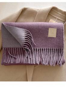 1pc Premium Simple Multi-Color Tassel Wool Blend Scarf, Warm & Versatile For Autumn/Winter, Unisex