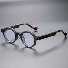 New Retro Round Fashion Glasses, Stylish Small Frame Round Face Non-Prescription Glasses, Contrast Color Vintage Elegant , All Season