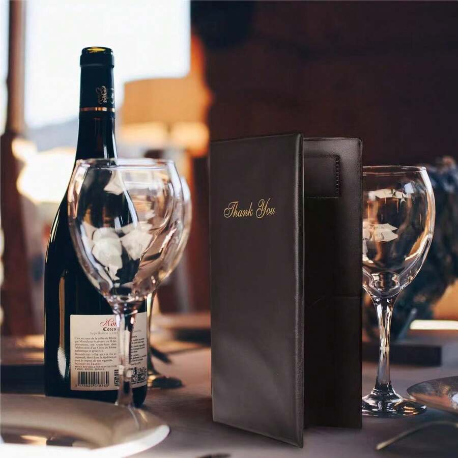 1/2/3/4/5 Pcs Professional 25.5cm Gold "Thank You" Guest Check Presenter, PATIKIL Restaurant Bill Holder, Gold "Thank You" Guest Check Presenter, Server Guest Check Pad, Ideal For Restaurants And Cafes