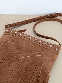 1个复古流苏包，女士仿麂皮斜挎包，休闲女士手提包，流苏单肩包，适合日常使用和送礼 - 彩色 - 查看 6