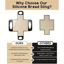 Wiederverwendbare Silikon-Brotbackformen-Einlagen, Brotschlingen und Gärbehälter - Antihaftbeschichtet und leicht zu reinigende Teigübertragungswerkzeuge mit 4 Griffen