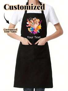 1pc Custom Fashion Nail Polish Printed Apron,For Home Cooking Baking BBQ DIY Use,Dad Father Men Women Custom Name Logo,Chef Cooking Kitchen Apron,Personalized Kitchen Apron,Custom Logo Name Chef Cooking Apron Perfect For Mom Husband Girlfriend Boyfriend Father's Day,Mother's Day,Birthday Anniversary Graduation Wedding Love Unique,Home Harmony