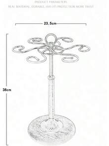 Soporte para copas de vino de 6 tazas, organizador de copas altas de metal y madera, soporte de almacenamiento de copas resistente con base antideslizante para cocina, restaurante y bar - Marrón - Ver 3