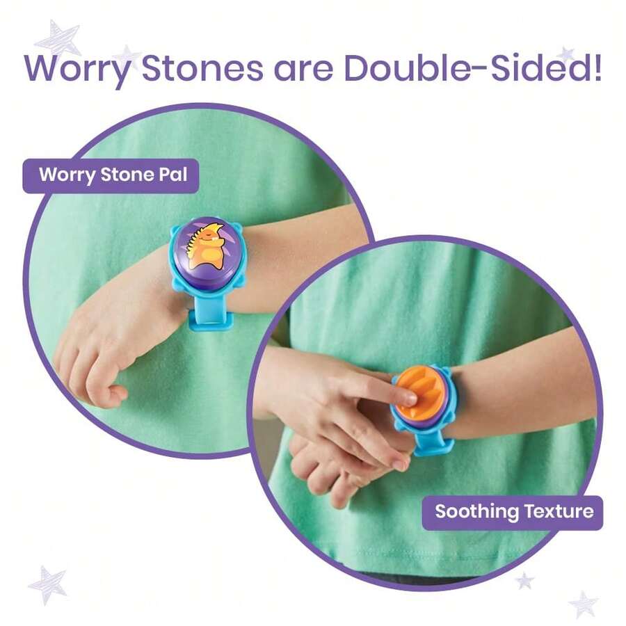 Pulsera Sensorial hand2mind Worry Stone Pals​Piedras de Preocupación para la Ansiedad, Juguetes Antiestrés, Piedra de Palma, Suministros para Calmar, Juguetes para Aliviar el Estrés, Pulseras de Humor para Niños, Actividades de Terapia de Juego - 1 - Ver 1