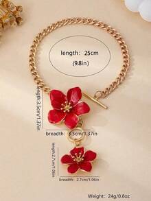 1pc Fashionable White Floral Spray Painting Elegant Simple Anklet For Women, Suitable For Party & Holiday - 紅色油滴 - 查看 6