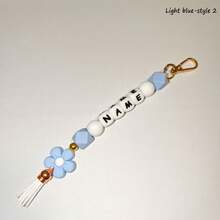 1-Piece Flower Bag Charm, Tassel Pendant, Available In Multiple Flower Colors, Customizable With Name And Initials Beads, Suitable As A Birthday/Holiday Gift For Mother/Family/Girlfriend. - Multicolor - View 92