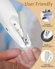 Kit de cuidado y aseo para bebés, kit de cortaúñas eléctrico recargable 26 en 1, kit de cuidado de salud para recién nacidos, kit de aseo portátil para bebés - Gris - Ver 9