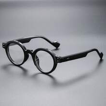 New Retro Round Fashion Glasses, Stylish Small Frame Round Face Non-Prescription Glasses, Contrast Color Vintage Elegant , All Season