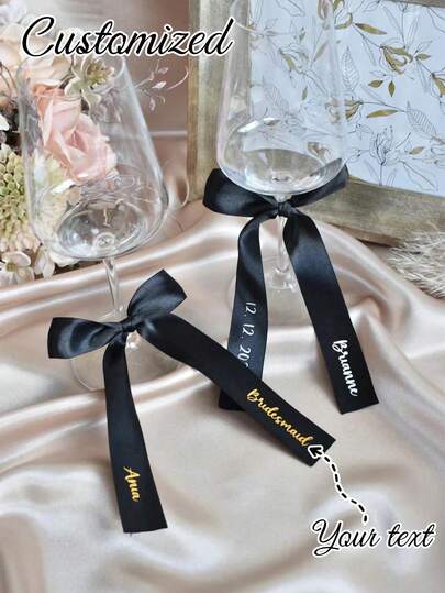 Customizable Ribbon, Personalized Name Ribbon, Adjustable Ribbon, Suitable For Making Wine Glass Bows, Bridesmaid Gifts, Wedding And Party Decorations, Durable, Colorful, Multi-Color, Cute, Charming, Fun, Fashionable, Unisex, Casual, Customized, Personalized, Unique, Ideal Gift For Women, Girlfriends, Family And Friends