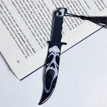1pc Scream Bookmark, Acrylic Horror Knife Tassel Bookmark, Personalized Reading Mark Halloween Gift, Horror Movie Series Bookmark, Suitable For Book Lovers, Family And Friends,School Supplies,Back To School
