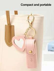 Mini Lippenstift Etui mit Spiegel, Lippenstift Tasche, tragbare PU-Leder Schlüsselanhänger Lippenstift Tasche, Lippenstift Aufbewahrungstasche, Lippenstift Aufbewahrungstasche, Taschenbehang Taschenanhänger Taschenkette Taschenzubehör Schlüsselanhänger Anhänger Dekoration - Kosmetiktasche Kosmetika, einfarbige PU-Leder Lippenstift Halter Tasche, tolles Geschenk für Frauen, Mädchen und Freundinnen.