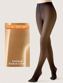Plus Size Women's Winter Black Thickened Thermal Lined Sheer Tights/Pantyhose High-Elasticity Micro-Compression Tummy Control Non-Slip Women's Tights Suitable For Everyday Casual Wear