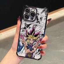 Custodia per telefono personalizzata e di lusso, creativa e appassionata, per il gioco di carte anime Duel Monsters, compatibile con 16, 16e, 15, 14, 13, 12 Mini, 11 Pro Max, X, XR, XS Max, 8, 7, E Plus, con cornice elettroplaccata e retro trasparente antiscivolo di alta qualità - nero - Visualizzare 2