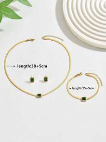 Set de 3 piezas Collar y aretes de girasol, Set de 2 piezas Collar y aretes únicos con forma de semicírculo de acero titanio estilo hip hop, Conjunto de joyas personalizadas de moda, regalo ideal para mejores amigas