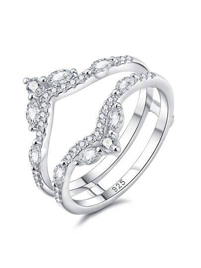 AIHUASI خاتم زواج من الفضة الإسترليني عيار 925 مرصع بالماس موسانيت محسن للحماية للنساء، قطع ماركيز 2*4 ملم، لون D ونقاء VVS1، خاتم خطوبة أبدي، هدية عيد الحب الفاخرة