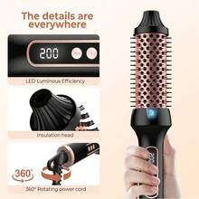This 2-In-1 Thermal Brush Combines The Functions Of A Hair Dryer, Comb, And Styler In One. Featuring A 1.5-Inch Heated Round Brush Design, It Precisely Creates Bouncy Curls And Voluminous Root Lift, Letting You Achieve Salon-Worthy Blowout Styles Effortlessly At Home.Global Universal Dual Voltage, Suitable For All Hair Types.