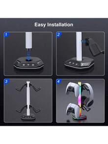 Multi-Device Gaming Stand | Compatible With PS/4, PS/5, Switch Controllers & Headsets | Dual USB & Type-C Charging Ports | 7 Vibrant Light Modes | ABS Material | Ideal For Home Entertainment Setup, Gaming Accessories