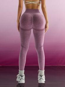 女士无缝紧身裤，适合健身、瑜伽、徒步、户外、休闲、普拉提、骑行 - 紅白色 - 查看 4