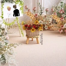 1pc DIY Handmade Apricot & Brown Bamboo Planter Pot Holder Indoor Flower Stand