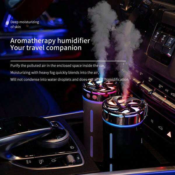 Autoluftbefeuchter Aromatherapie-Luftbefeuchter, tragbarer Mini-Luftbefeuchter, USB-Luftbefeuchter für Auto Innenraum, Büro Schreibtisch, Büromitarbeiter Luftreinigung, Feuchtigkeitsversorgung, Reduzierung von Trockenheit, Feiner Nebelsprüher, Tiefe Befeuchtung, LED Farbwechsel Licht, tragbar und leicht