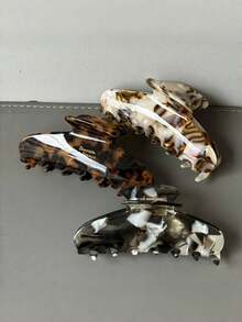 4pcs/1pc Acetate Fiber Hair Clips, Fashionable Acetate Fiber Hair Claws, High-Quality Clips, Nape Hair Clips, Women's Headwear, Hair Accessories, New Design, Warm For Autumn/Winter, Elegant Style, Nape Hair Claws, Suitable For Women And Girls, Holiday Gift, Daily Wear Elegant Claw Clip - Multicolor - View 3