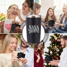 1pc Nana Floral Stainless Steel Insulated Tumbler - 20oz Reusable Coffee Mug, Hand Wash Only, Ideal For Hot And Cold Beverages, Grandma Birthday, Mother'S Day Gift - 粉色 - 查看 4