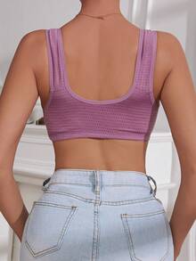 3 piezas de Sujetadores con estampado floral, suaves y elegantes con cierre delantero sin aros para mujeres - Rojo+Morado+Albaricoque - Ver 8