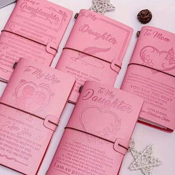 Romantic Faux Leather Writing Diary, High-Quality Paper, Spiral Binding, Valentine's Day And Christmas Gift, Elegant Pink PU Leather Cover, Diary Planner, Organizer, Spiral Diary Notebook, Gift For My Daughter, Leather Diary Notebook, Girl Gift