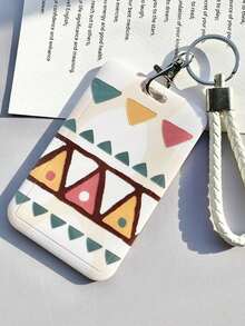 1Pc INS Cute Diamond Grid Arrow Love Cherry Blossom School Access Control Credit Card Holder Bag Bus Card Holder Keychain Geometric Pattern Suitable For Daily Use By Male And Female Working Students For Women Money Wallet Mini Wallet Purse Wallet Wristlet Wallet Card Wallet
