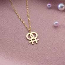 Double Venus Earrings Feminism Jewelry Woman Symbol Pendant Sterling Silver Female Symbol Necklace Feminism Gift - Double Venus Necklace - View 5