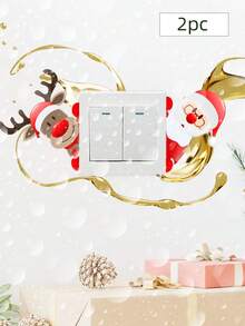 1-2 pièces Autocollants muraux décoratifs Père Noël et cerf, autocollants pour interrupteur de Noël, autocollants imperméables, autocollants en PVC, faciles à coller et à retirer, pour la décoration de la maison, la décoration de la salle de bain, la décoration des salles de jeux, la décoration des chambres de garçons et de filles, les accessoires de la chambre, la buanderie, la décoration du salon, la décoration de la salle de séjour, la décoration de la salle de bain, le bureau, la décoration de la salle de classe et d'autres zones, décoration murale décorative Décoration de Noël à la maison
