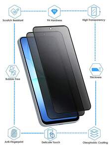 ZYONS 3片装隐私磨砂钢化玻璃屏幕保护膜，兼容三星Galaxy A17/A07/A56/A55/A54/A53/A52/A36/A35/A34/A33/A32/A26/A25/A24/A23/A22/A16/A15/A14/A13/A12/A06/A05/A04/A03/A02/S25/S24FE/S23/S22/M05/F05系列，防眩光，防偷窥，全覆盖，触感顺滑，防指纹，易于安装，防摔，游戏伴侣，顺滑润滑。 - 3件 - 查看 4