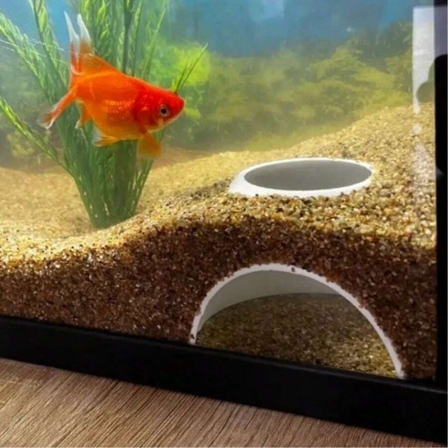 水下洞穴藏身处，适合小鱼和虾，空心鱼庇护所，繁殖巢，水族馆圆顶隧道 - 鱼类和爬行动物的藏身之处，用砾石装饰以增强水下可见度 - 彩色 - 查看 1