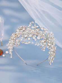 1pc Bridal Crystal Headband, Handmade Wedding Party Royal Hair Accessory - Multicolor - View 5