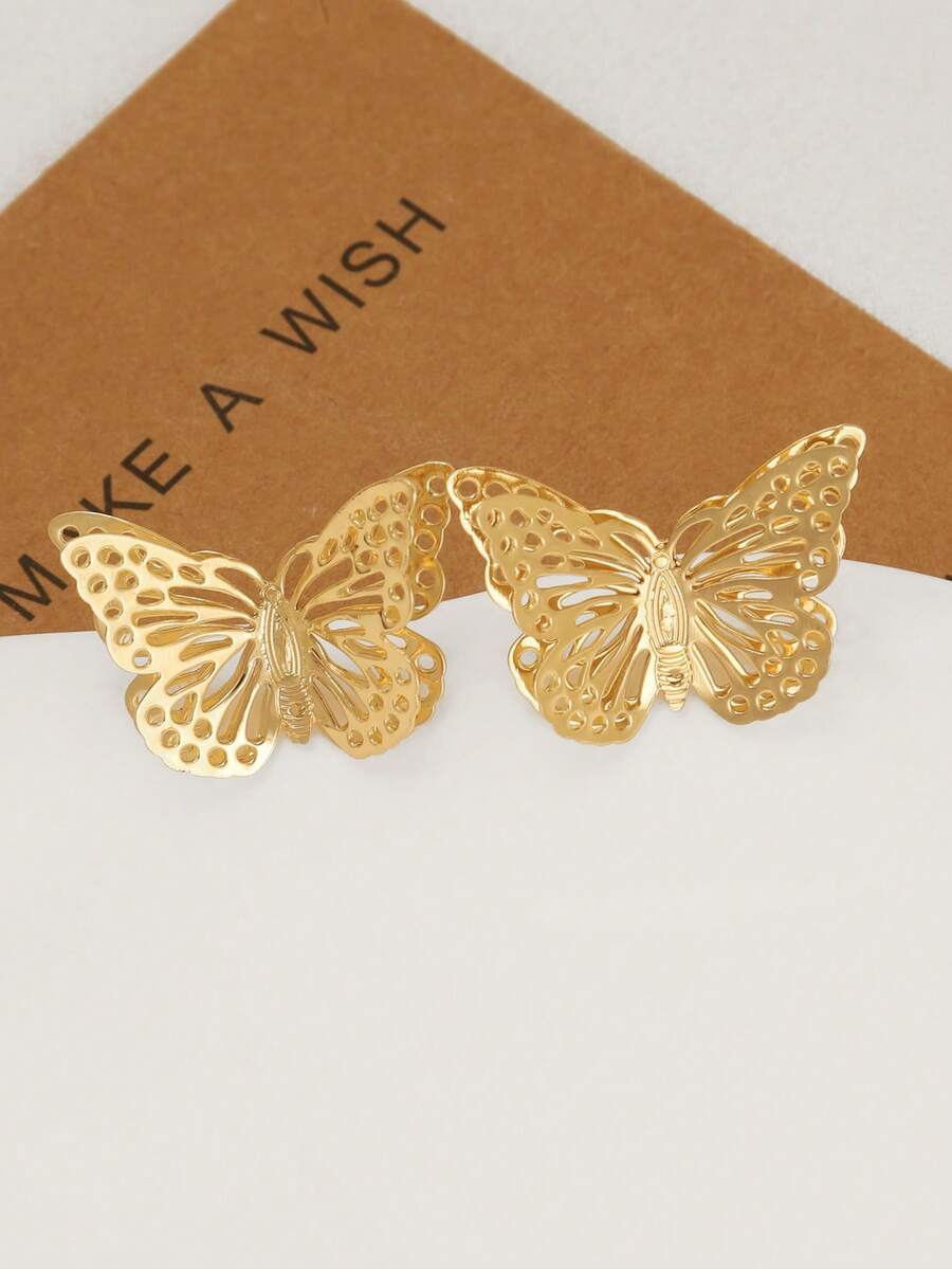 Exaggerated Hollow Butterfly Design Casual Chic Personalized Earrings - Butterfly - View 1