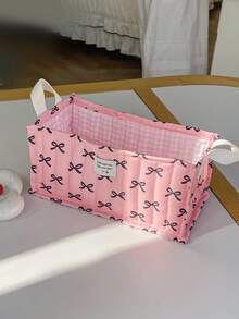 1 chiếc giỏ đựng đồ dễ thương với nơ ren 3D trang trí, giỏ đựng đồ dùng để bàn đựng mỹ phẩm, cọ trang điểm, sản phẩm chăm sóc da, vật dụng trang trí bàn làm việc, hộp đựng mỹ phẩm, giỏ dã ngoại di động, quà tặng ngày Valentine, đồ dùng phòng tắm, vật dụng cần thiết cho năm học mới. - Nhiều màu - Xem 15