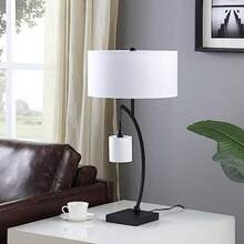 International 28.5" In Contemporary Dual Black Arc W Hanging Pendelum Lamp Metal Table Lamp