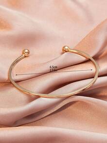 1pc Square Open Bangle Bracelet Set, Fashionable High-End Personalized Accessories - Gold - View 3