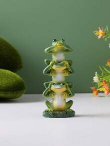 1 Pair Whimsical Three-Eyed Frog Statue - Resin Animal Sculpture, Three-Eyed Frog, Suitable For Home Office Desk Decor, Indoor Or Outdoor Use, Green With Yellow Accents, Modern Minimalist Style, Desk Decor | Playful Design | Resin Sculpture, Frog Decor - Multicolor - View 5