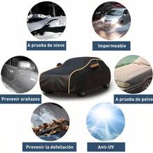 Cubierta para Automvil, Cubierta para Auto Impermeable, Funda Universal para Coche con Cerradura de , Tira Reflectante y Forro de Algodn, Antipolvo, Antilluvia y AntiuvNaranja - Naranja - Ver 7