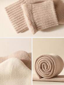 1 Pair Faux Cashmere Over-The-Knee Socks For Women, Thick Fleece Lined Warm Tall Socks, Autumn/Winter