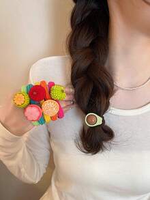 6pcs Simulated Fruit Elastic Headband, Hair Accessories Suitable For Daily Wear And Party Decoration ,Ponytail Holders ,Hair Elastics ,Hair Rubber Bands ,Scrunchies ,Hair Rope ,Elastic Hair Tie