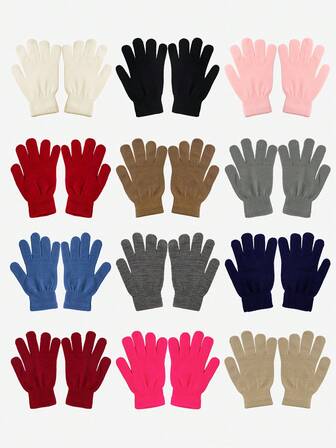 1pc Classic Solid Color Knitted Gloves, Versatile Minimalist Warm Windproof Fingerless Gloves, Suitable For Autumn/Winter Daily Outdoor Use, Great As A Gift Winter Warm