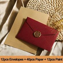 1/16/32/64 件豪华亚麻信封和信件套装 - 自封，纸质材料，适用于 DIY 礼品、婚礼/派对邀请函、万圣节、圣诞节、办公室联系人、返校季节（查看产品详情了解套装内容）