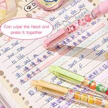 قلم حبر جاف بحبر أسود، قابل للسحب بتصميم كاواييي دب، قبضة سيليكون مريحة، مناسب للمدرسة والمكتب والامتحانات، اكسسوارات قلم خرزي DIY